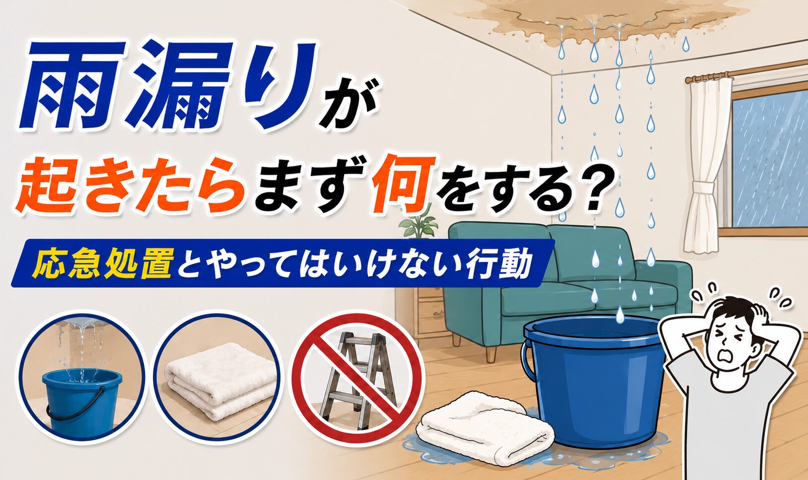雨漏りが起きたらまず何をする？応急処置とやってはいけない行動