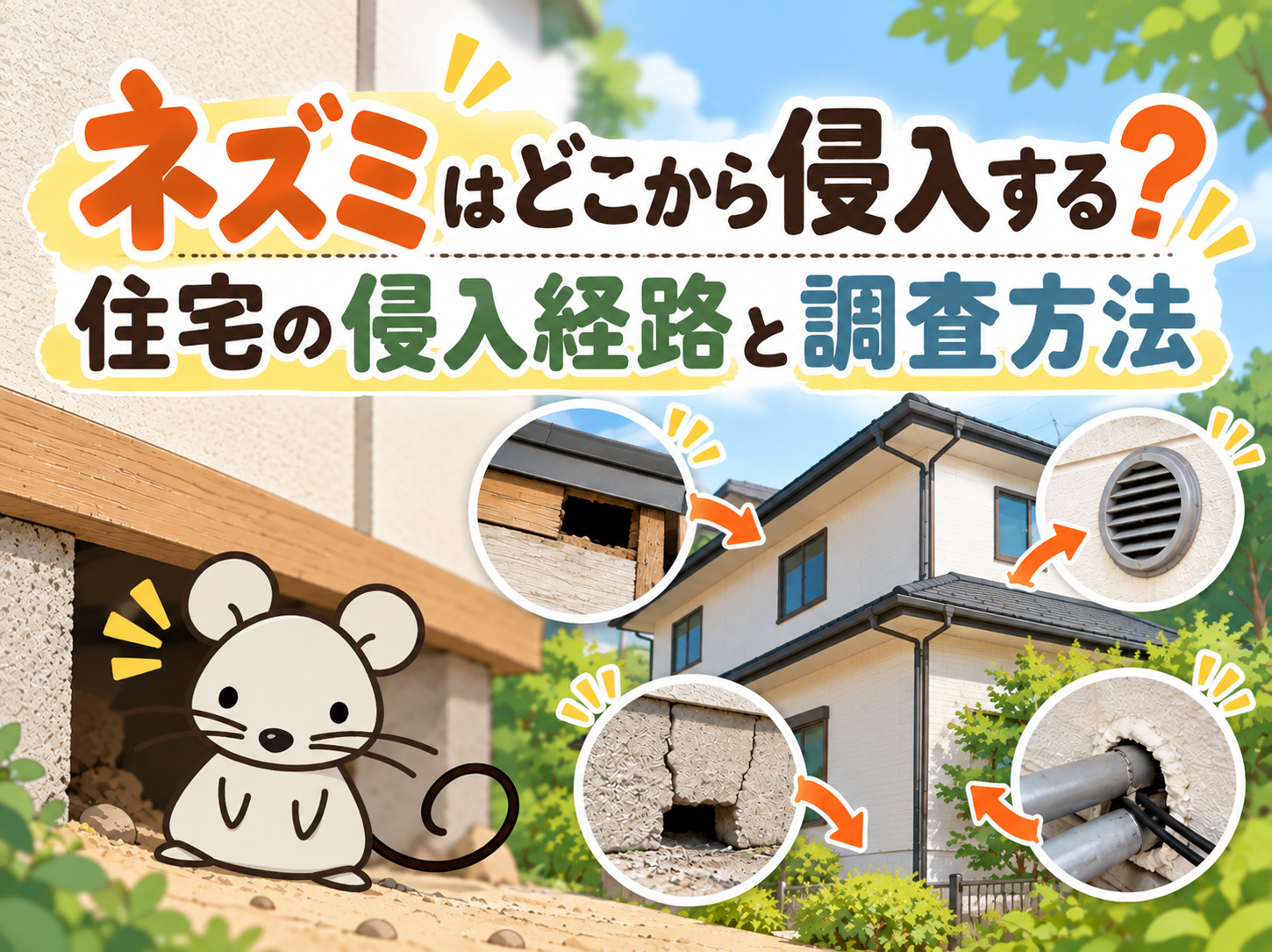 ネズミはどこから侵入する？住宅の侵入経路と調査方法